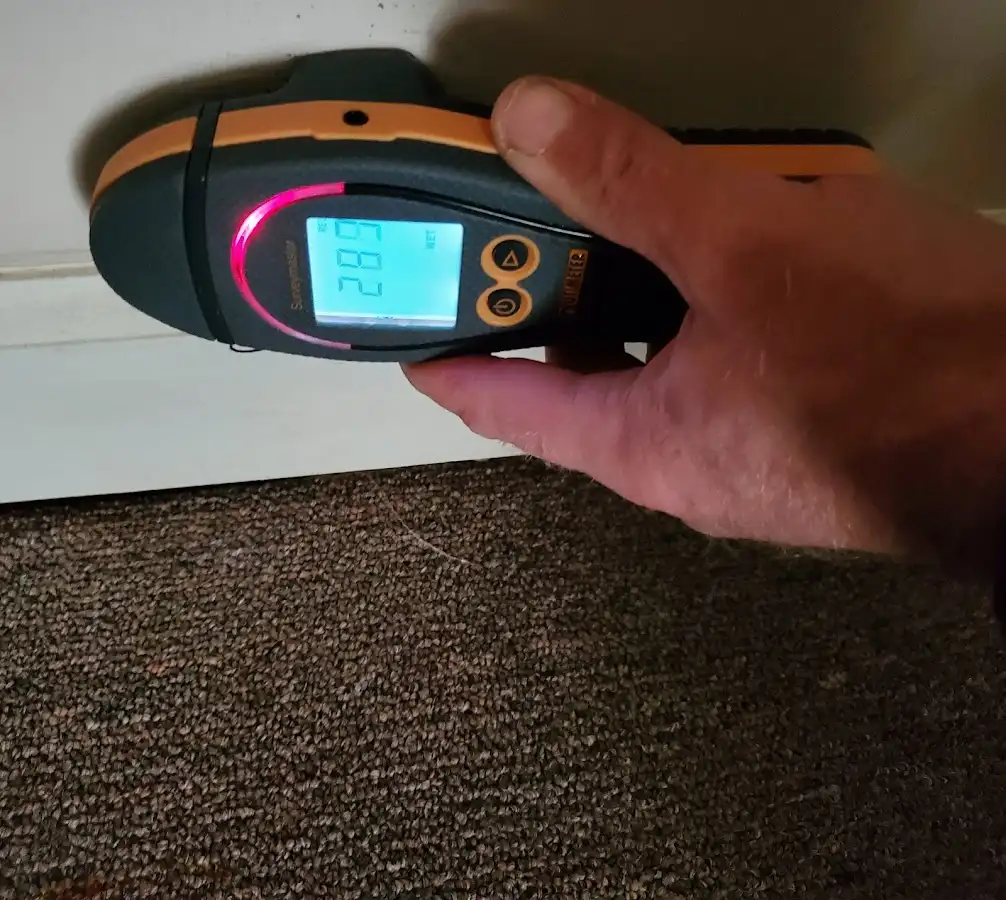 Moisture detection at baseboard during Sewage Cleanup & Sanitation in Thomaston